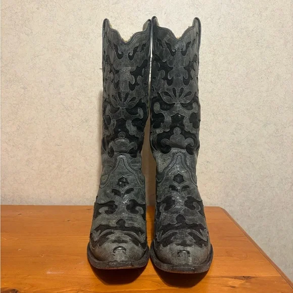 Corral Crater Sequin Inlay Western Cowboy Boots Distressed Leather Snip Toe 9.5 - Picture 5 of 12